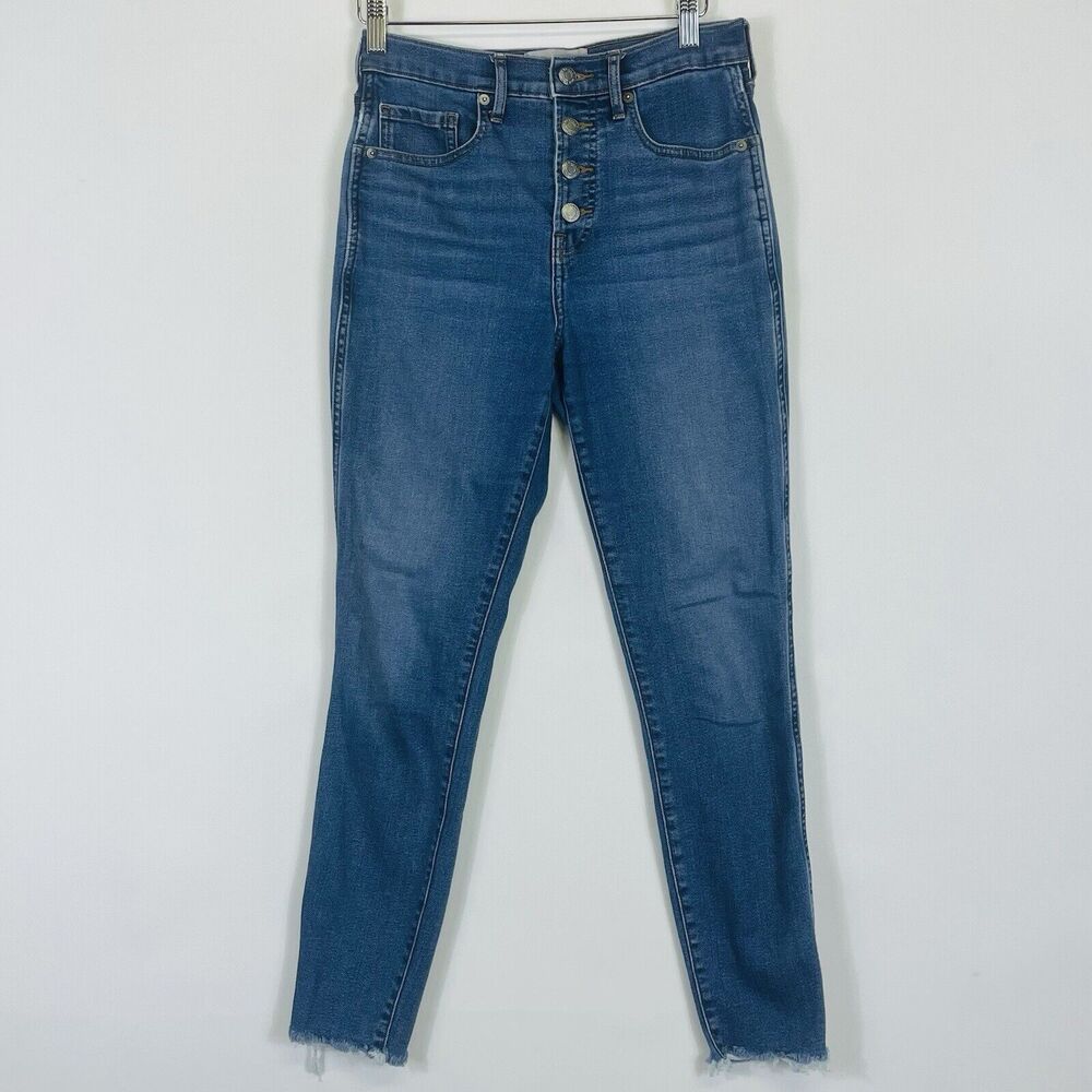 Everlane  Jeans Womens 26 Medium Wash Button‎ Fly Raw Hem Vintage Skinny Ankle